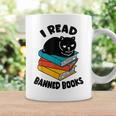 I Read Banned Books Tshirt Cat Reader Bookworm Women Graphic Print Coffee Mug Gifts ideas