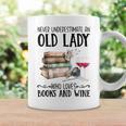 Never Underestimate An Old Lady Who Loves Books And Wine Graphic Print Coffee Mug Gifts ideas Never Underestimate An Old Lady Who Loves Books And Wine Graphic Print Coffee Mug Gifts ideas