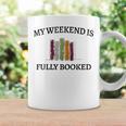 Women's My Weekend Is Fully Booked Cozy Bookish Book Club Graphic Print Coffee Mug Gifts ideas