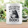 Women's Life Is Better With Cats And Books Cat Graphic Print Coffee Mug Gifts ideas