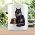 Women's Smokey Maine Coon Cat Book Lover Graphic Print Coffee Mug Gifts ideas