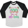 100 Days Of School Baseball Ice Cream Drip 100th Day Player Baseball Raglan Shirt