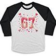 6 7 Melting Number Arrow Baseball Drip Valentine's Day Baseball Raglan Shirt