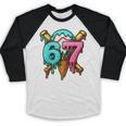 67 Baseball Ice Cream Drip Kids Baseball Raglan Shirt