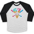 67 Ice Cream Drip Baseball Meme Six Seven Gen Alpha Slang Baseball Raglan Shirt