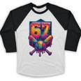 67 Meme Trendy Baseball Number 67 Player Six Seven Baseball Raglan Shirt