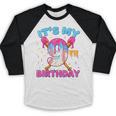 9th Birthday Baseball 9 Year Old Ice Cream Drip Boy Baseball Baseball Raglan Shirt