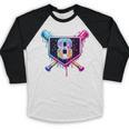 Baseball 8 Year Old Ice Cream Drip 8th Birthday Party Baseball Raglan Shirt Baseball 8 Year Old Ice Cream Drip 8th Birthday Party Baseball Raglan Shirt