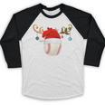 Baseball Christmas Reindeer Santa Hat Sports Player Xmas Baseball Raglan Shirt