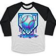 Baseball Drip Ice Cream Blue Glow Melt Ball Graphic Baseball Raglan Shirt