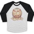 Baseball Drip Ice Cream Melting Illustration Baseball Raglan Shirt