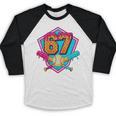 Baseball Drip Jersey Number 67 For Players & 67th Birthday Premium Tri-Blend Baseball Raglan Shirt Baseball Drip Jersey Number 67 For Players & 67th Birthday Premium Tri-Blend Baseball Raglan Shirt