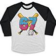 Baseball Drip Number 67 Player 67th Birthday Meme Gen Alpha Baseball Raglan Shirt