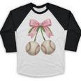 Baseball Girls Women Coquette Pink Bow Baseball Baseball Raglan Shirt