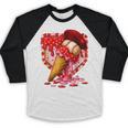 Baseball Heart Valentine Baseball Ice Cream Drip Boys Girls Baseball Raglan Shirt