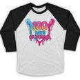 Baseball Ice Cream Drip 100 Days Of School Boys Girls 100th Baseball Raglan Shirt