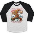 Baseball Player Christmas Gingerbread Smashing Through Snow Baseball Raglan Shirt
