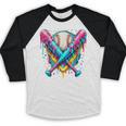 Baseball Player Ice Cream Drip Baseball Raglan Shirt