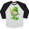 Baseball Player Ice Cream Drip Shamrocks St Patrick's Day Baseball Raglan Shirt