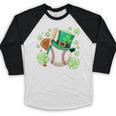 Baseball St Patricks Day Lucky Baseball Player Shamrock Baseball Raglan Shirt