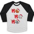Basketball Baseball Soccer Christmas Ho Ho Ho Santa Xmas Baseball Raglan Shirt