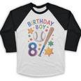 Birthday Boy 8th Birthday Baseball Baseball Raglan Shirt