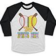Bonus Mom Of Both Half Baseball Softball Ice Cream Drip Baseball Raglan Shirt