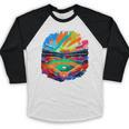 Colorful Baseball Field Home Run Baseball Player Fans Baseball Raglan Shirt