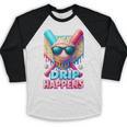 Drip Happens Baseball Ice Cream Bat And Ball With Sunglasses Baseball Raglan Shirt