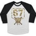 Dripping Camo 67 Baseball Ice Cream Drip 6-7 Six Seven Boy Baseball Raglan Shirt