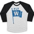 Fly The W Chicago Baseball Winning Flag Distressed Premium Tri-Blend Baseball Raglan Shirt Fly The W Chicago Baseball Winning Flag Distressed Premium Tri-Blend Baseball Raglan Shirt