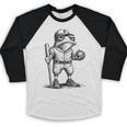 Frog Basketbal Men Women Grumpy Frog Playing Baseball Baseball Raglan Shirt Frog Basketbal Men Women Grumpy Frog Playing Baseball Baseball Raglan Shirt