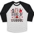 Happy 100 Days Of School Baseball Girls Coquette Bow Teacher Baseball Raglan Shirt