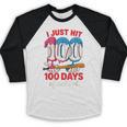 HUGvyn I Just Hit 100 Days Of School Baseball Ice Cream Boys Baseball Raglan Shirt