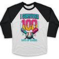 HUGvyn I Survived 100 Days Baseball Teacher Ice Cream Drip Baseball Raglan Shirt HUGvyn I Survived 100 Days Baseball Teacher Ice Cream Drip Baseball Raglan Shirt