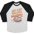 Just A Boy Who Loves Baseball Player Kids Baseball Raglan Shirt