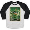 Leprechaun Playing Baseball Japanese Art St Patricks Day Baseball Raglan Shirt