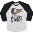 Pat's Pocket Pancakes Flag Baseball On Pancake Baseball Raglan Shirt Pat's Pocket Pancakes Flag Baseball On Pancake Baseball Raglan Shirt
