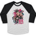 Punk Girl With Anger Kanji And Baseball Bat Baseball Raglan Shirt Punk Girl With Anger Kanji And Baseball Bat Baseball Raglan Shirt