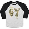 Retro I Was 6 Now I'm 7 Camo 67 Ice Cream Drip Baseball Baseball Raglan Shirt