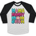Retro Mama Mommy Mom Bruh Baseball Women Girls Baseball Raglan Shirt
