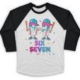 Six Seven Baseball Ice Cream Drip 6 7 Meme Gen Alpha Slang Baseball Raglan Shirt