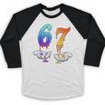 Six Seven Ice Cream Drip Cool Meme 67 Number Baseball Baseball Raglan Shirt