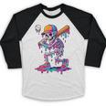 Skelton Playing Baseball Halloween Baseball Drip Boys Kids Baseball Raglan Shirt