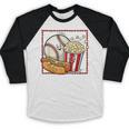 Smiling Baseball Popcorn And Hot-Dog Cartoon Apparel Baseball Raglan Shirt