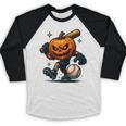 Spooky Halloween Scary Pumpkin Baseball Player Witchy Vibes Baseball Raglan Shirt