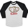 St Louis Leopard Heart Baseball Batter Boys Fan Baseball Raglan Shirt