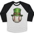 St Patricks Day Baseball Player Leprechaun Hat Men Boys Kids Baseball Raglan Shirt
