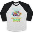 Stepdad Of The Birthday Boy Baseball Football Colorful Baseball Raglan Shirt