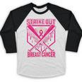 Strike Out Breast Cancer Baseball Ice Cream Drip Baseball Raglan Shirt Strike Out Breast Cancer Baseball Ice Cream Drip Baseball Raglan Shirt
